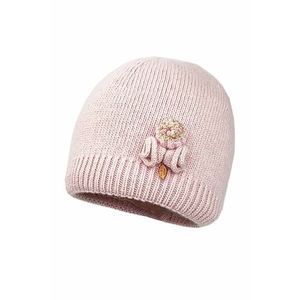 Detská čiapka Jamiks ružová farba biela, z tenkej pleteniny vyobraziť