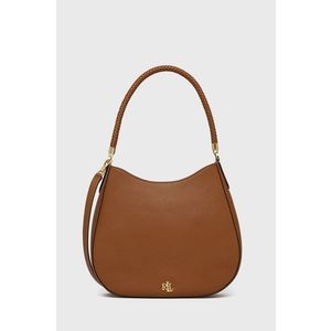 Kožená kabelka Lauren Ralph Lauren hnedá farba vyobraziť