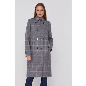 Kabát Drykorn Harleston dámsky, šedá farba, prechodný, dvojradový vyobraziť