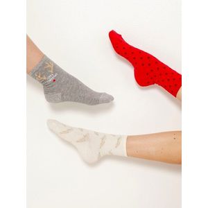 Sada troch ponožiek v šedej, bielej a červenej farbe CAMAIEU vyobraziť