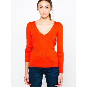 Oranžový sveter s véčkovým výstrihom CAMAIEU vyobraziť