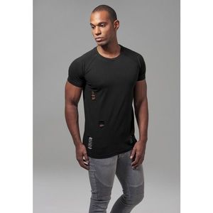 Pánske tričko URBAN CLASSICS RIPPED RAGLAN BLACK Veľkosť: M, Pohlavie: pánske vyobraziť