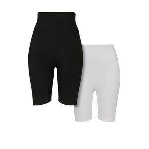 Dámske kraťasy Urban Classics High Waist Cycle 2-pack black/white Veľkosť: XXL, Pohlavie: dámske vyobraziť