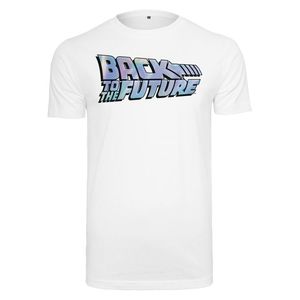 Pánske tričko MERCHCODE Back To The Future Shiny Logo Tee Farba: white, Veľkosť: M vyobraziť