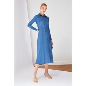 Trendyol Blue Pocket Detailed Viscose Dress vyobraziť