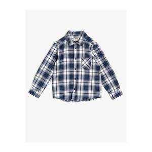 Koton Boy Navy Classic Collar Long Sleeve Checkered Shirt vyobraziť