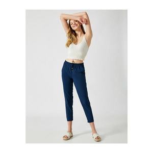 Koton Women's Navy Blue Waistband Trousers vyobraziť