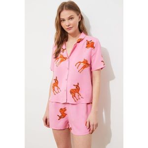 Trendyol Gazelle Patterned Woven Pajamas Set vyobraziť