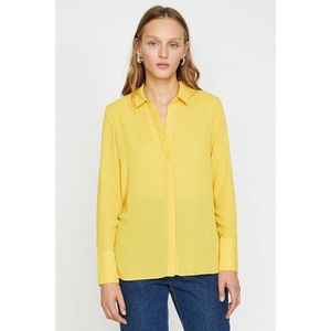 Koton Women's Yellow Classic Collar Long Sleeve Shirt vyobraziť