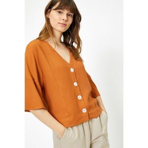 Koton Women's Coffee V Collar Shirt vyobraziť