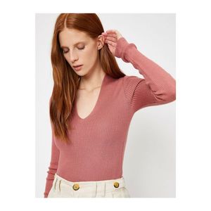 Koton Women's Pink V-Neck Sweater vyobraziť