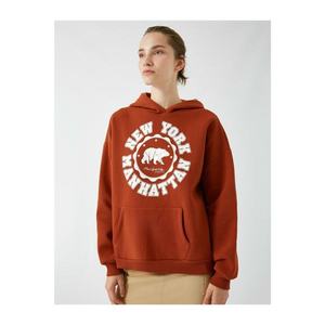 Koton Printed Sweatshirt with Women's Coffee Hoodie Pocket vyobraziť