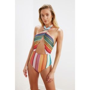 Trendyol Colorful Ethnic Patterned Textured Swimsuit vyobraziť