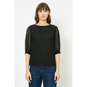 Koton Women's Black Tulle Detail T-Shirt vyobraziť