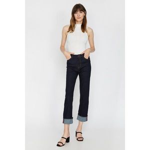 Koton Women's Blue Normal Cut High Waist Light Flat Leg Eve-Slim Jean Pants vyobraziť