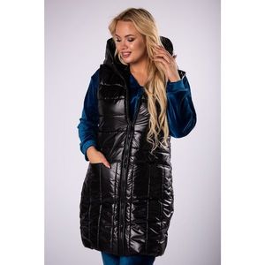 quilted vest with a hood and decorative stripes vyobraziť
