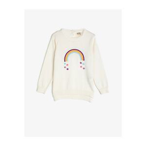 Koton Girls' Ecru Bicycle Collar Pom-Pom Sweater vyobraziť