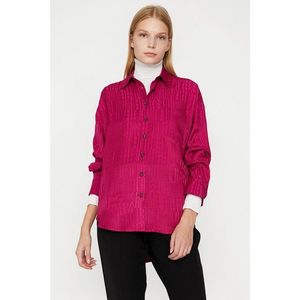 Koton Women's Pink Classic Collar Long Sleeve Button Detailed Patterned Shirt vyobraziť
