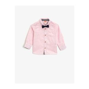 Koton Boys Pink Cotton Bow tie Pockets Classic Collar Long Sleeve Shirt vyobraziť