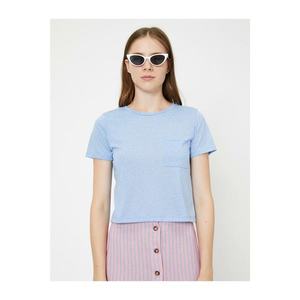 Koton Women's Blue Pocket Detail T-shirt vyobraziť