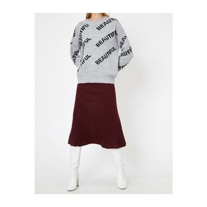 Koton Women's Burgundy Normal Waist Skirt vyobraziť
