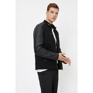 Koton Men's Black Leather Looking Coat vyobraziť