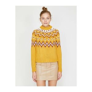 Koton Women's Yellow Patterned Sweater vyobraziť