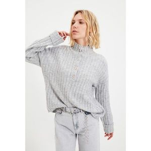 Trendyol Gray Buttoned Knitwear Sweater vyobraziť