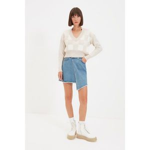 Trendyol Stone Jacquard Crop Knitwear Sweater vyobraziť