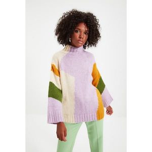 Trendyol Lilac Color Block Knitwear Pullover Sweater vyobraziť