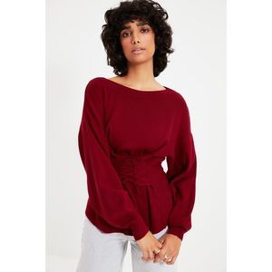 Trendyol Claret Red Corset Detailed Knitwear Sweater vyobraziť