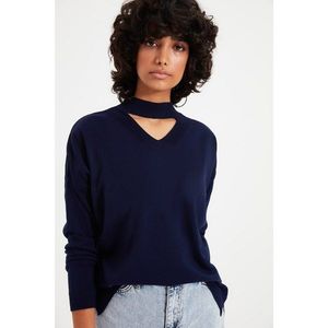 Trendyol Navy Blue Choker Collar Knitwear Sweater vyobraziť