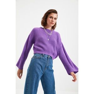 Trendyol Purple Crop and Spanish Sleeve Knitwear Sweater vyobraziť