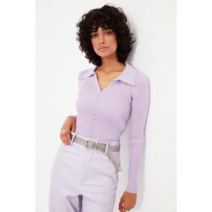Trendyol Lilac Polo Collar Detailed Knitwear Sweater vyobraziť