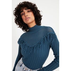 Trendyol Indigo Tassel Detailed Knitwear Sweater vyobraziť