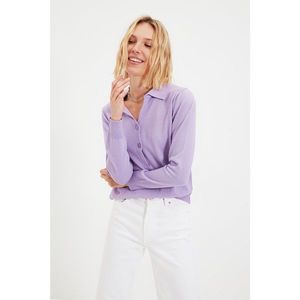 Trendyol Lilac Polo Collar Knitwear Sweater vyobraziť