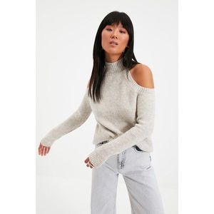 Trendyol Stone Glitter Cut-Out Detailed Knitwear Sweater vyobraziť