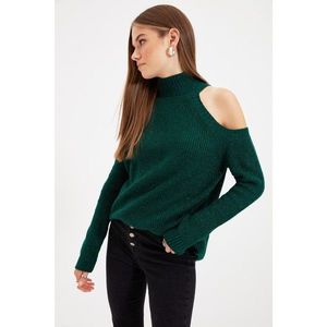 Trendyol Emerald Green Glittery Cut-Out Detailed Knitwear Sweater vyobraziť