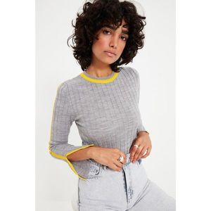 Trendyol Gray Sleeves Slit Detailed Knitwear Sweater vyobraziť
