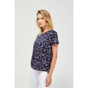 Cotton t-shirt with a print - navy blue vyobraziť