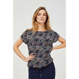 Patterned blouse with short sleeves in viscose - navy blue vyobraziť