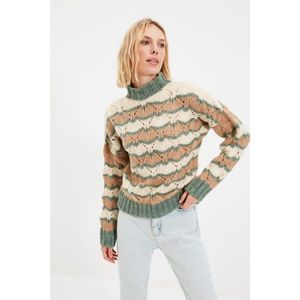 Trendyol Mint Color Block Openwork Knitwear Sweater vyobraziť