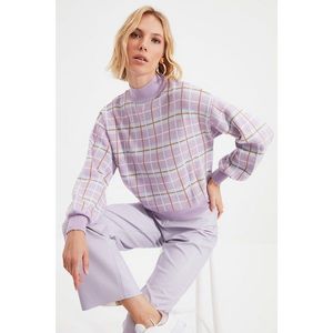 Trendyol Lilac Stand Collar Jacquard Knitwear Sweater vyobraziť