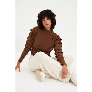 Trendyol Brown Frill Detailed Knitwear Sweater vyobraziť