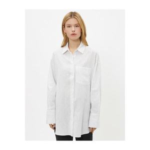 Koton Women's White Linen Striped Shirt vyobraziť