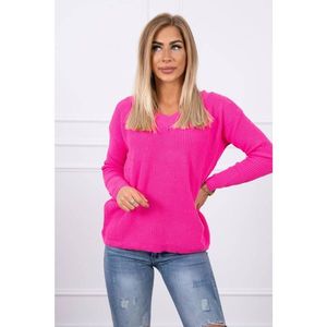 Sweater with V neckline pink neon vyobraziť