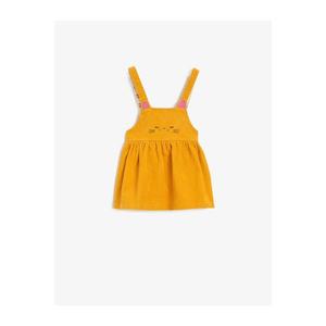 Koton Baby Girl Yellow Velvet Printed Cotton Dress vyobraziť