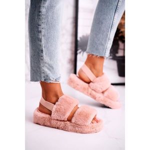 Women's Furry Slippers on the Platform Orange Cotton Candy vyobraziť