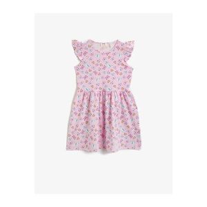 Koton Girl Pink Patterned Butterfly Ruffled Cotton Dress vyobraziť