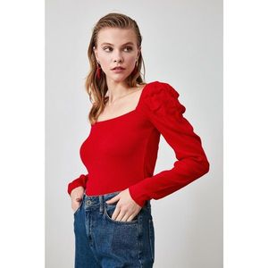 Trendyol Red Assn. Detailed Square Collar Knitwear Sweater vyobraziť
